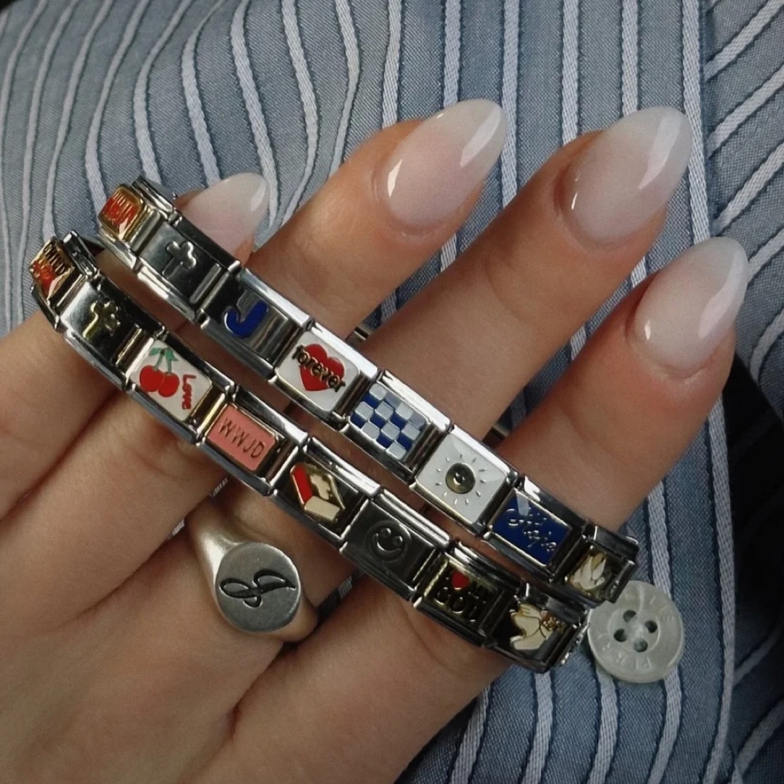 Silver Creation of Christ Italian Charm Bracelet
