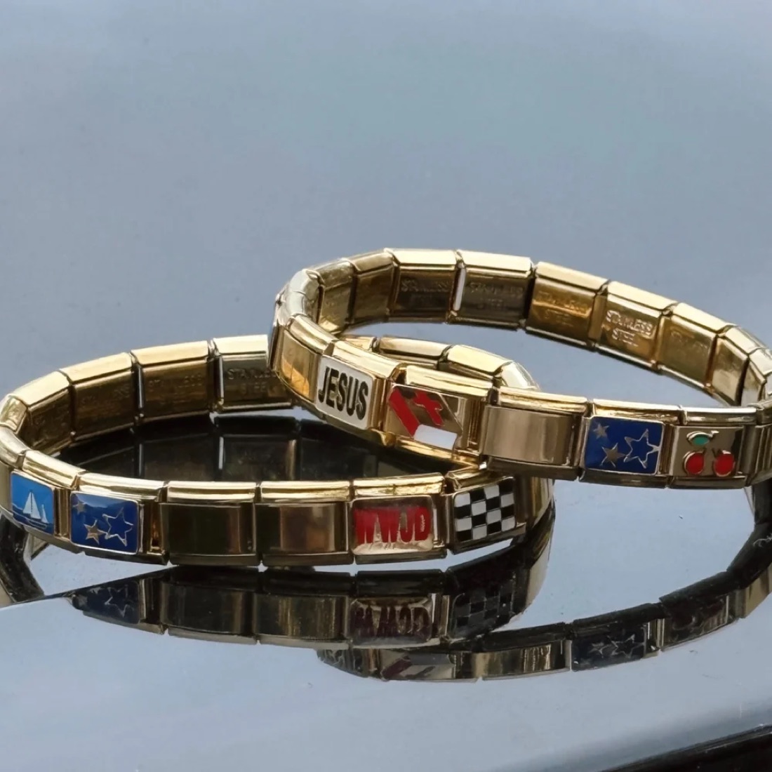 Gold Creation of Christ Italian Charm Bracelet